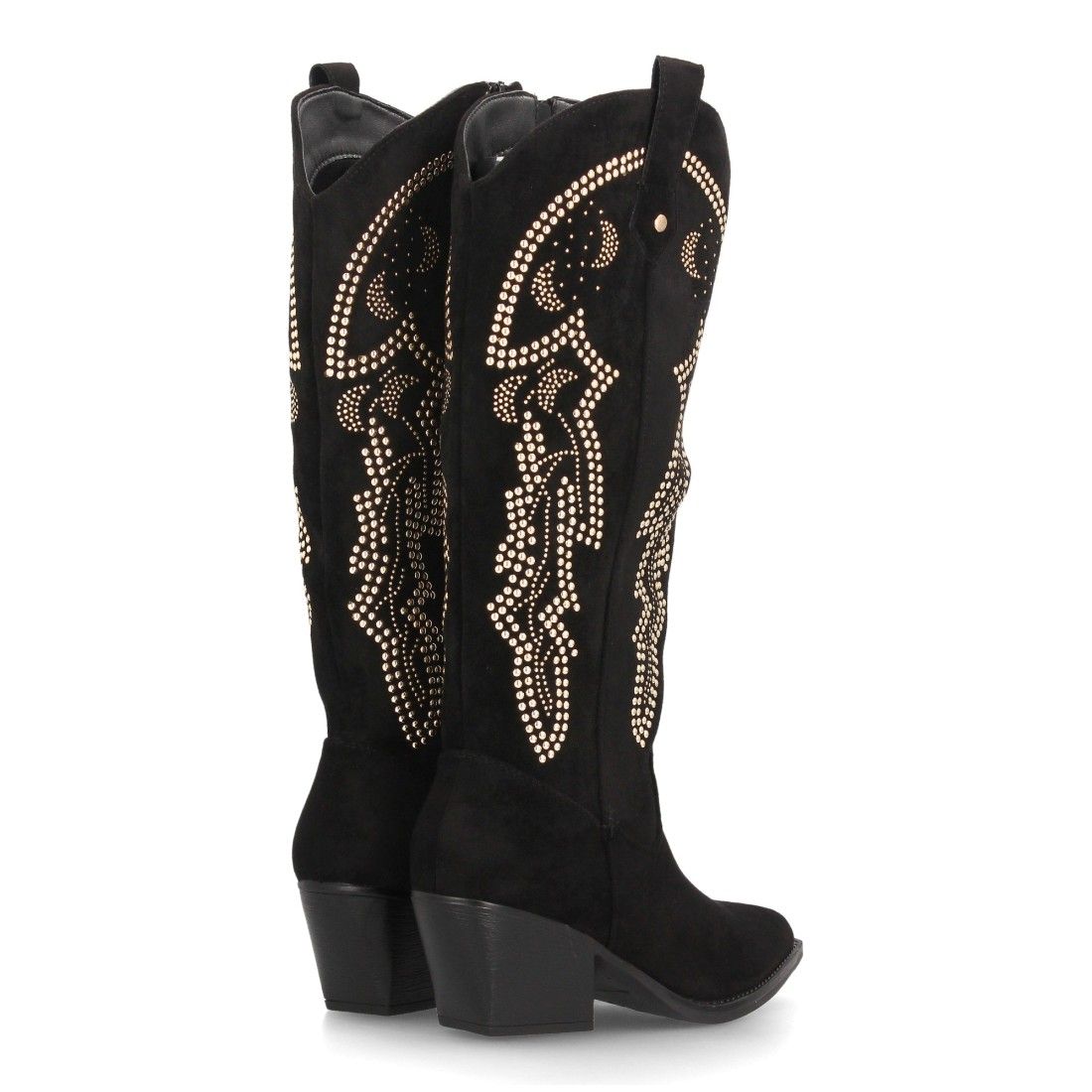 Botas cowboy altas con tachuelas decorativas para mujer — YY-155 — Negro - Imagen 5