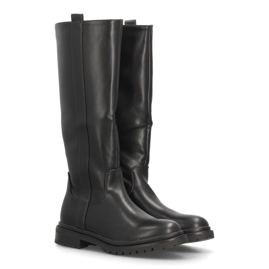 Botas altas casual con suela dentada para mujer — YY-161 — Negro