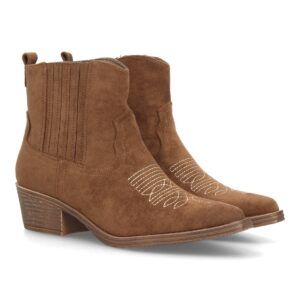 Botines bajos cowboy con bordados y tacónpara mujer — YY-167 — Verde