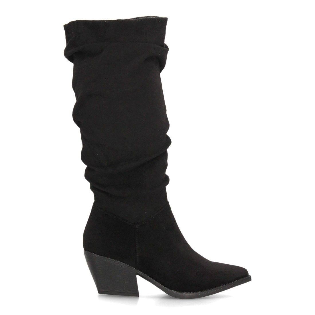 Botas altas cowboy de caña arrugada para mujer — YY-128 — Negro - Imagen 2