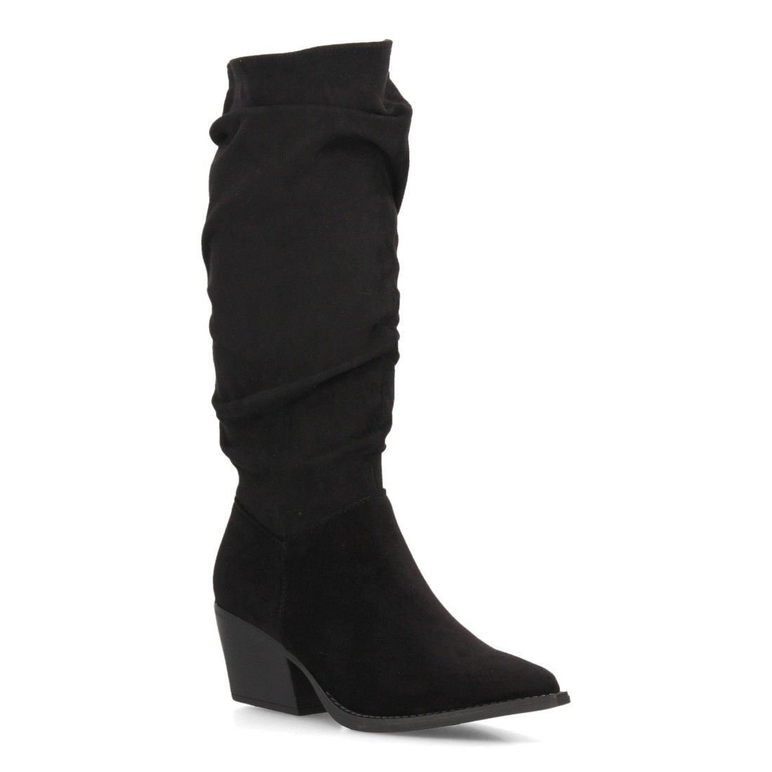 Botas altas cowboy de caña arrugada para mujer — YY-128 — Negro - Imagen 3