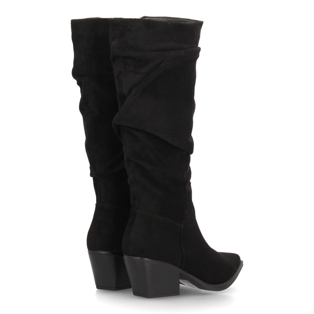 Botas altas cowboy de caña arrugada para mujer — YY-128 — Negro - Imagen 5
