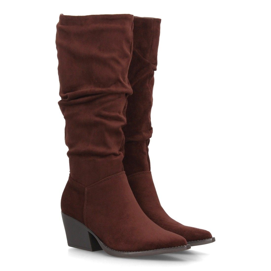 Botas altas cowboy de caña arrugada para mujer — YY-128 — Marrón