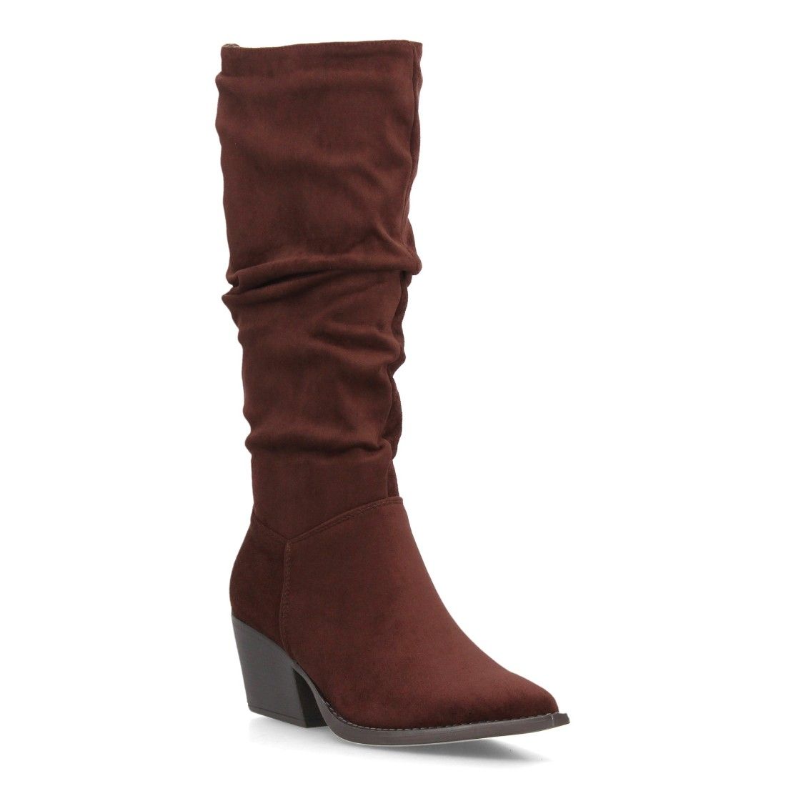 Botas altas cowboy de caña arrugada para mujer — YY-128 — Marrón - Imagen 3