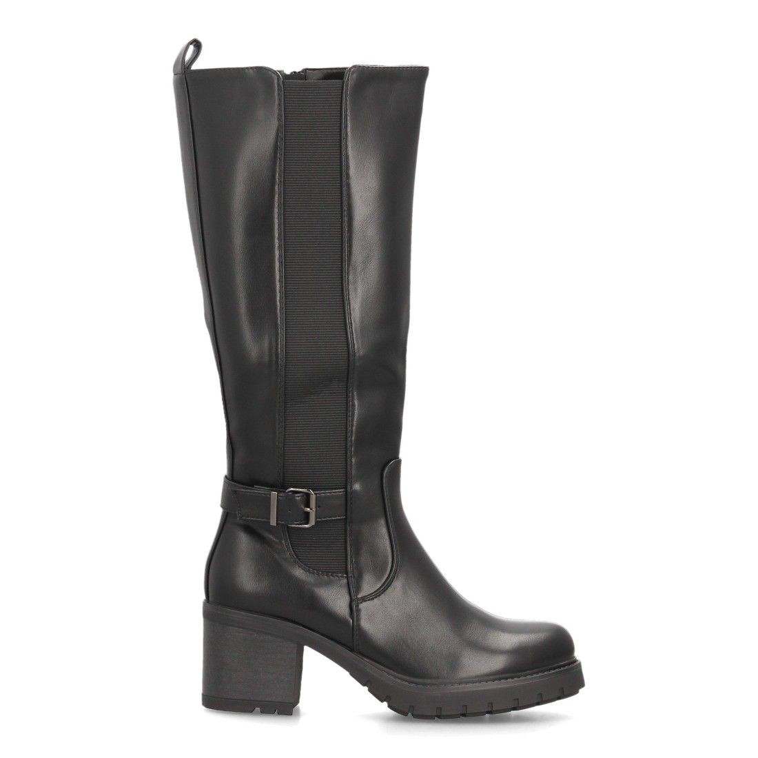 Botas altas elásticas con tacón ancho para mujer — YY-160 — Negro - Imagen 2