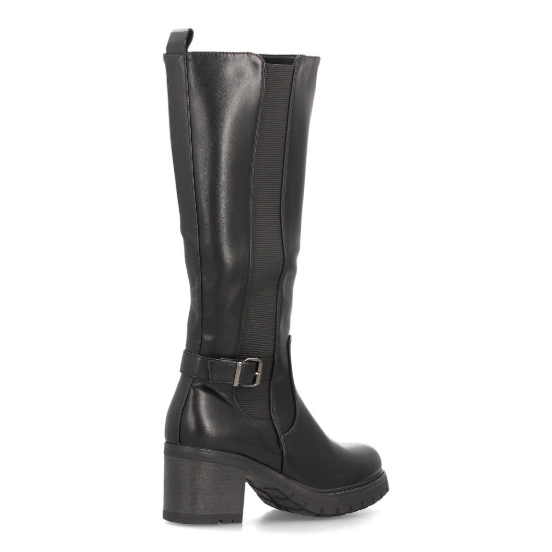 Botas altas elásticas con tacón ancho para mujer — YY-160 — Negro - Imagen 4