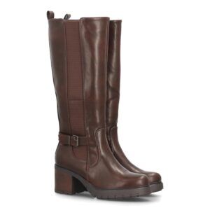 Botas altas elásticas con tacón ancho para mujer — YY-160 — Marrón