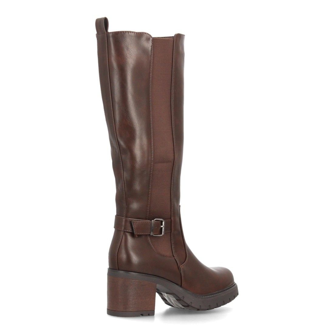 Botas altas elásticas con tacón ancho para mujer — YY-160 — Marrón - Imagen 4