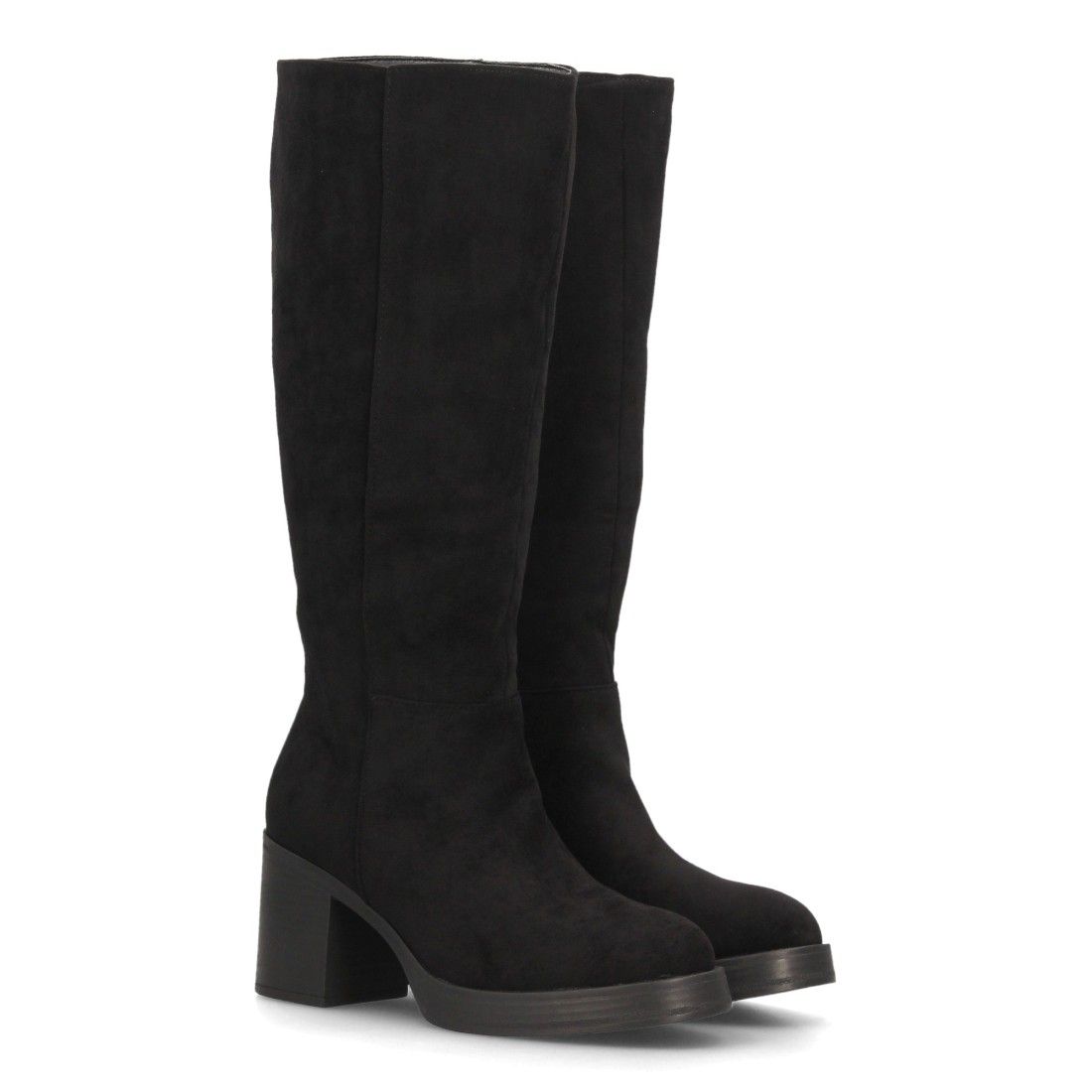 Botas altas de tacón ancho para mujer — YY-176 — Negro