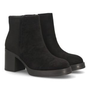 Botines mujer con tacón ancho estampado liso — YY-173 — Negro