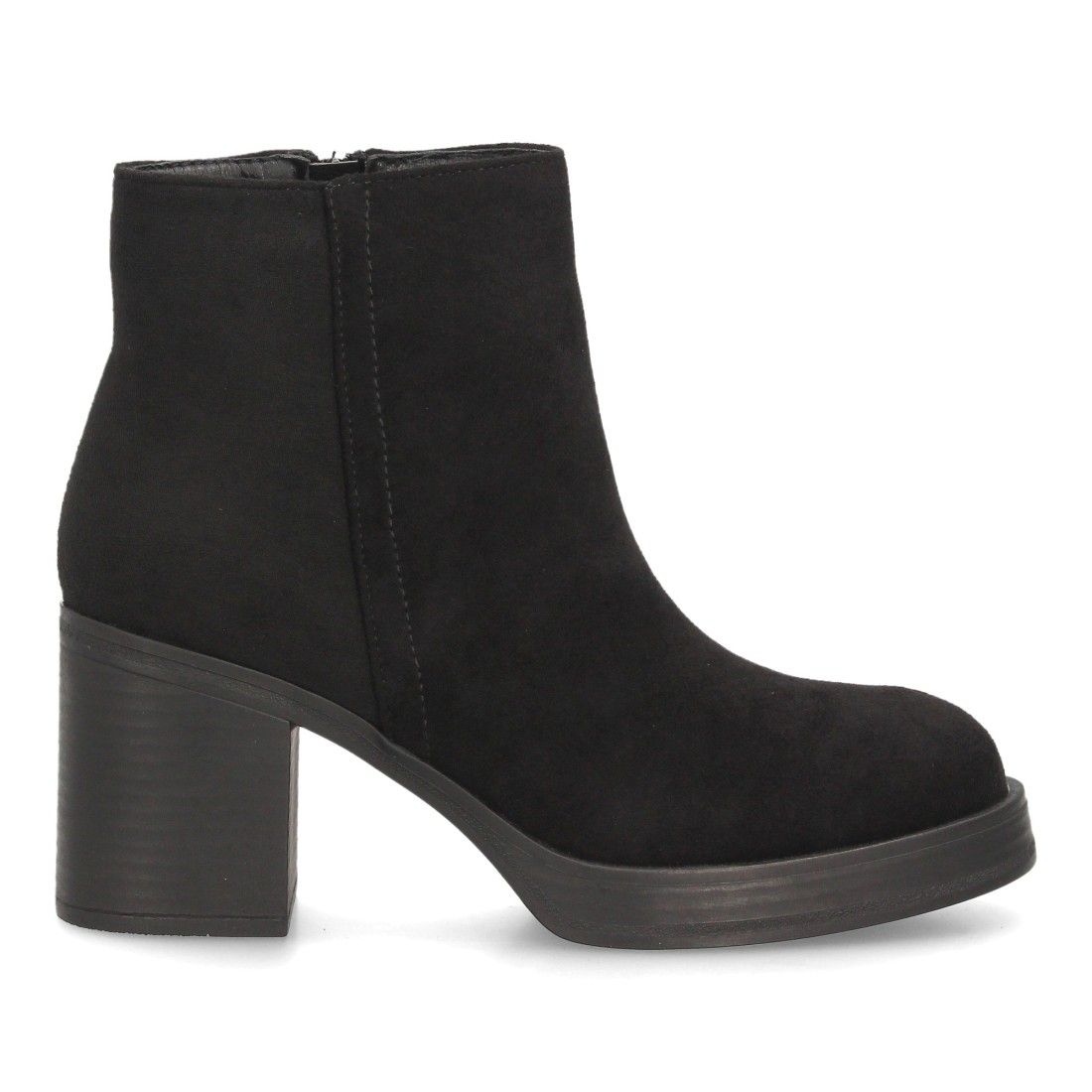 Botines mujer con tacón ancho estampado liso — YY-173 — Negro - Imagen 2