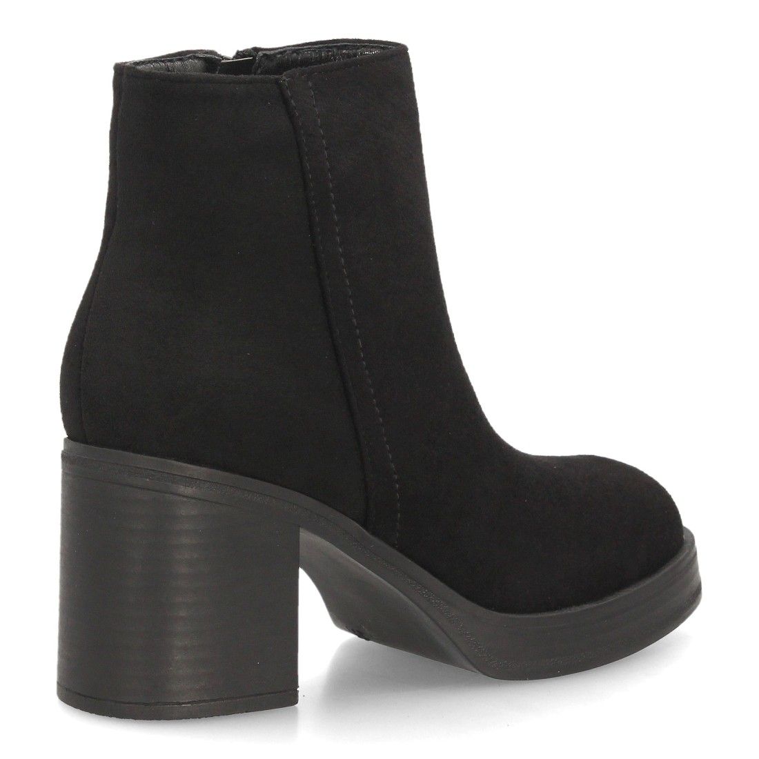 Botines mujer con tacón ancho estampado liso — YY-173 — Negro - Imagen 4