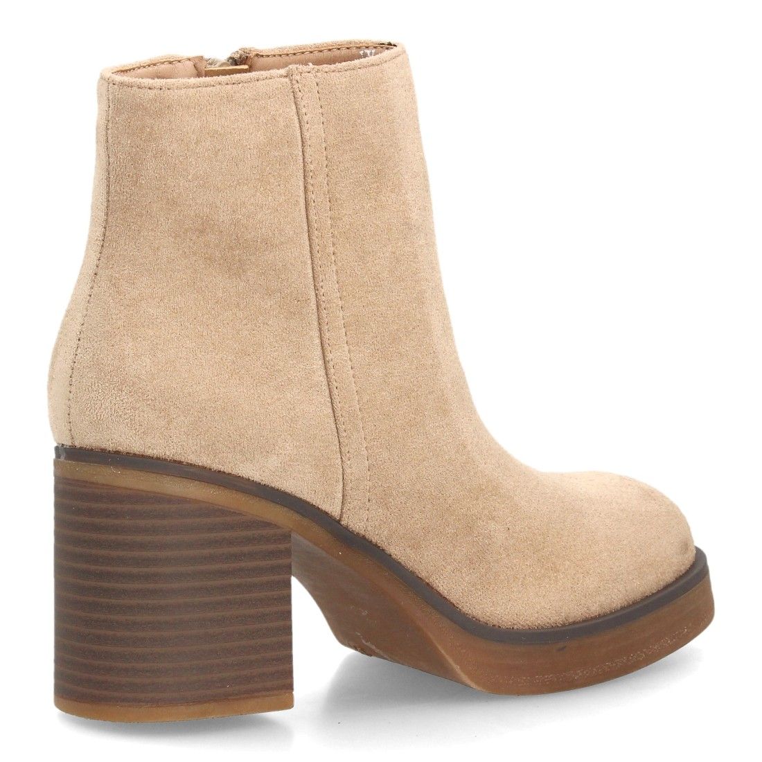 Botines mujer con tacón ancho estampado liso — YY-173 — Kaki - Imagen 4