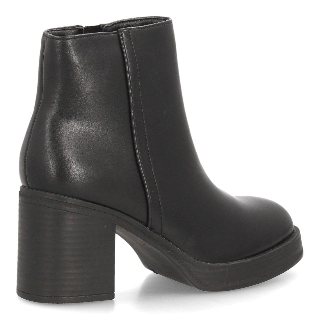 Botines mujer con tacón ancho estampado liso — YY-177 — Negro - Imagen 4