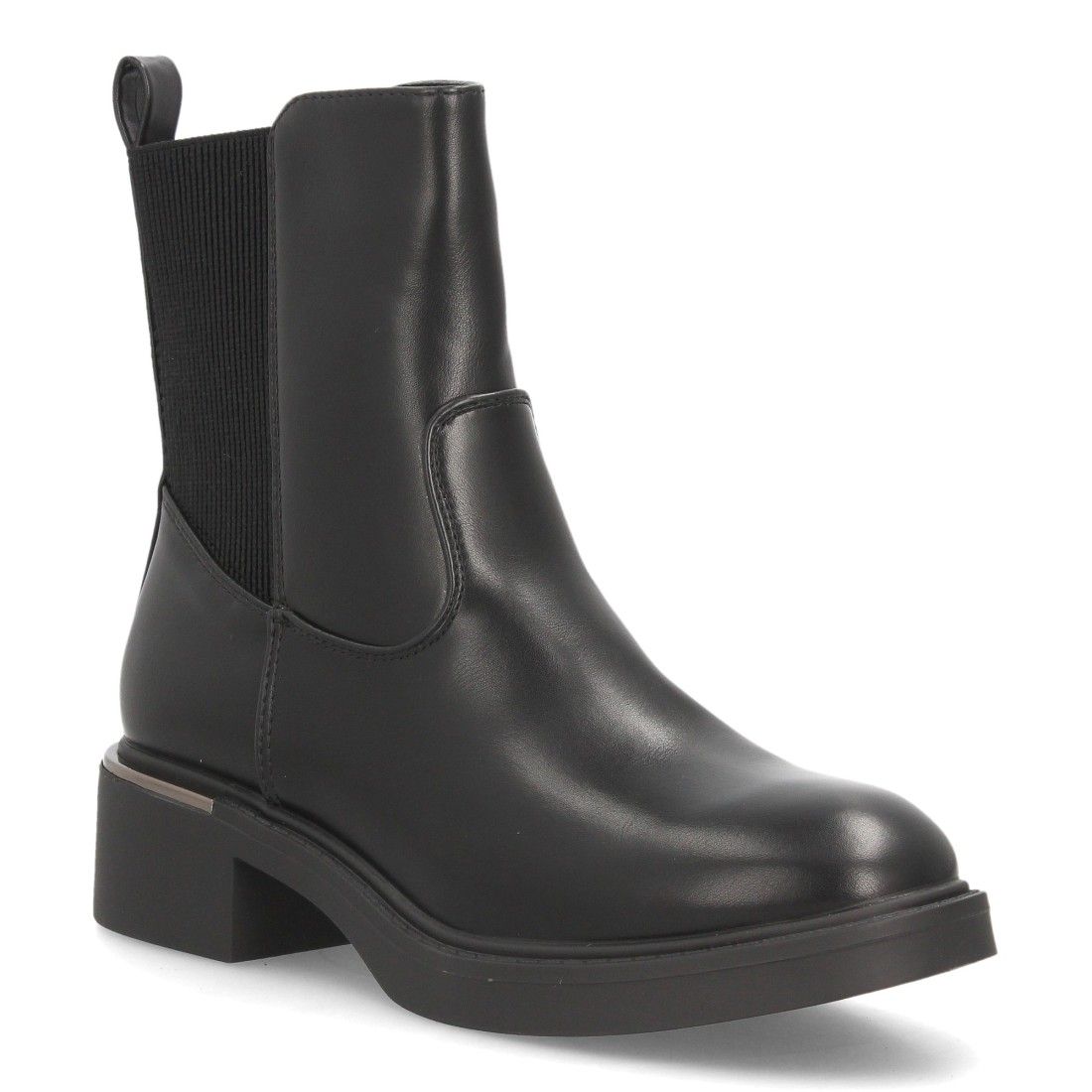 Botines Chelsea de mujer con tacón y detalle metálico — YY-135 — Negro - Imagen 3