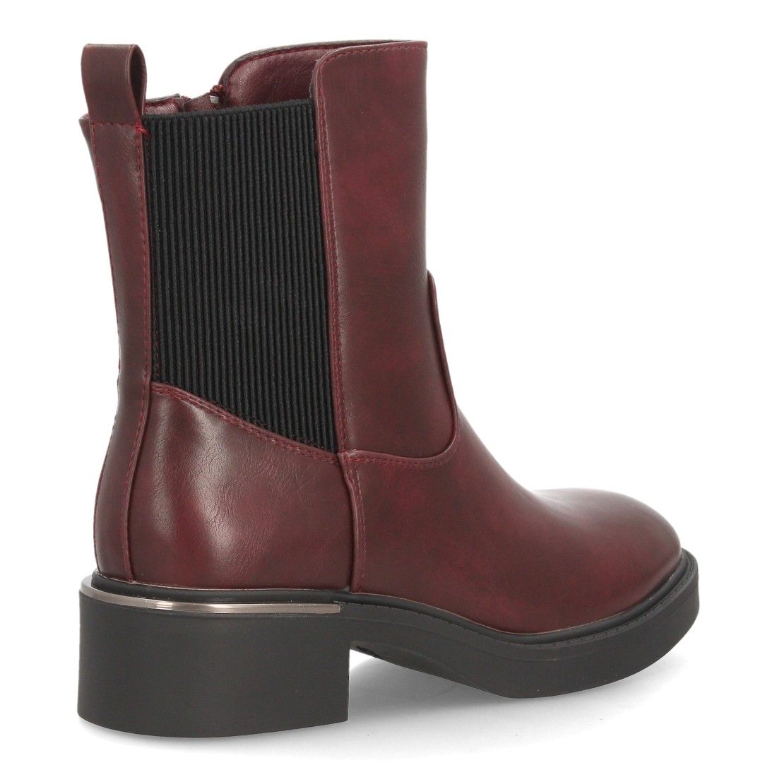 Botines Chelsea de mujer con tacón y detalle metálico — YY-135 — Burdeos - Imagen 4