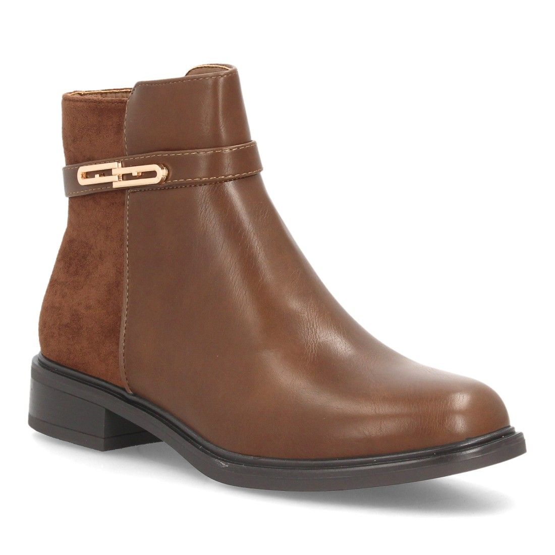 Botines elegantes con detalle metálico decorativo — YY-189 — Camel - Imagen 3