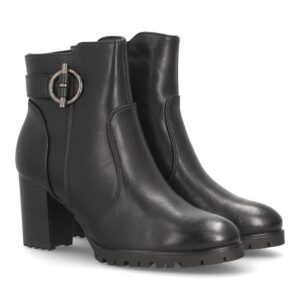 Botines de tacón con hebilla decorativa para mujer — AA26-3 — Negro