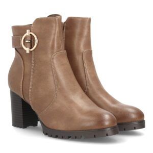 Botines de tacón con hebilla decorativa para mujer — AA26-3 — Kaki