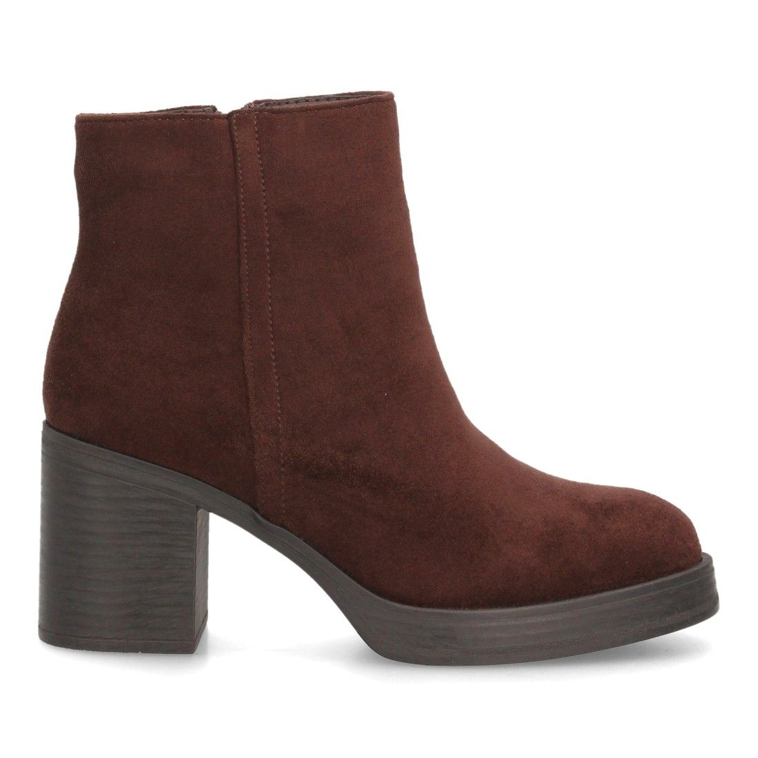 Botines mujer con tacón ancho estampado liso para mujer — YY-173 — Marrón - Imagen 2