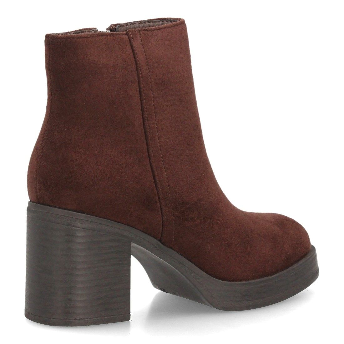 Botines mujer con tacón ancho estampado liso para mujer — YY-173 — Marrón - Imagen 4