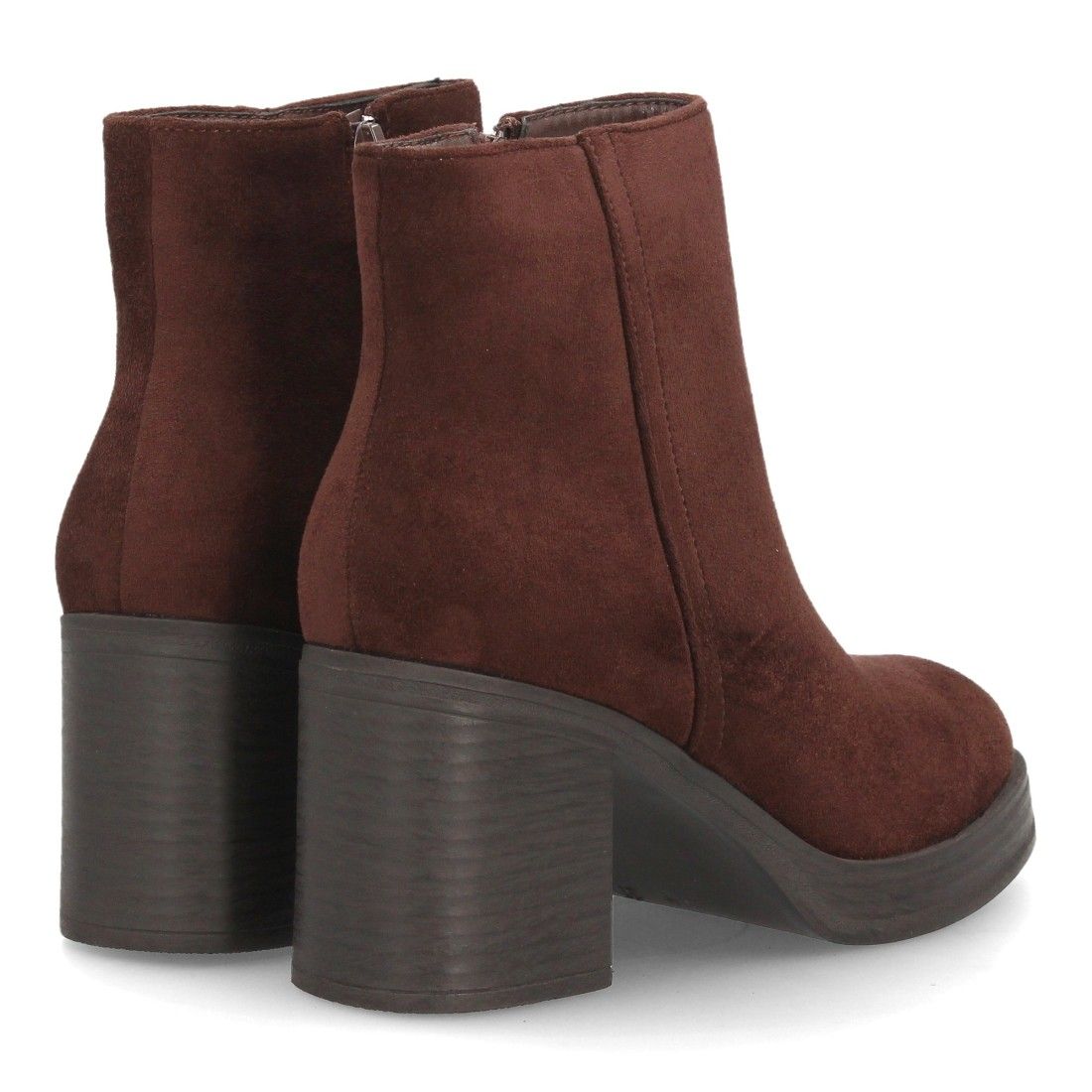 Botines mujer con tacón ancho estampado liso para mujer — YY-173 — Marrón - Imagen 5