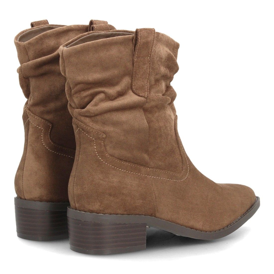 Botines western fruncidos de tacón bajo para mujer — S-6206 — Verde - Imagen 5