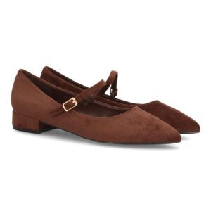 Merceditas elegantes con tacón bajo para mujer — HH997 — Marrón