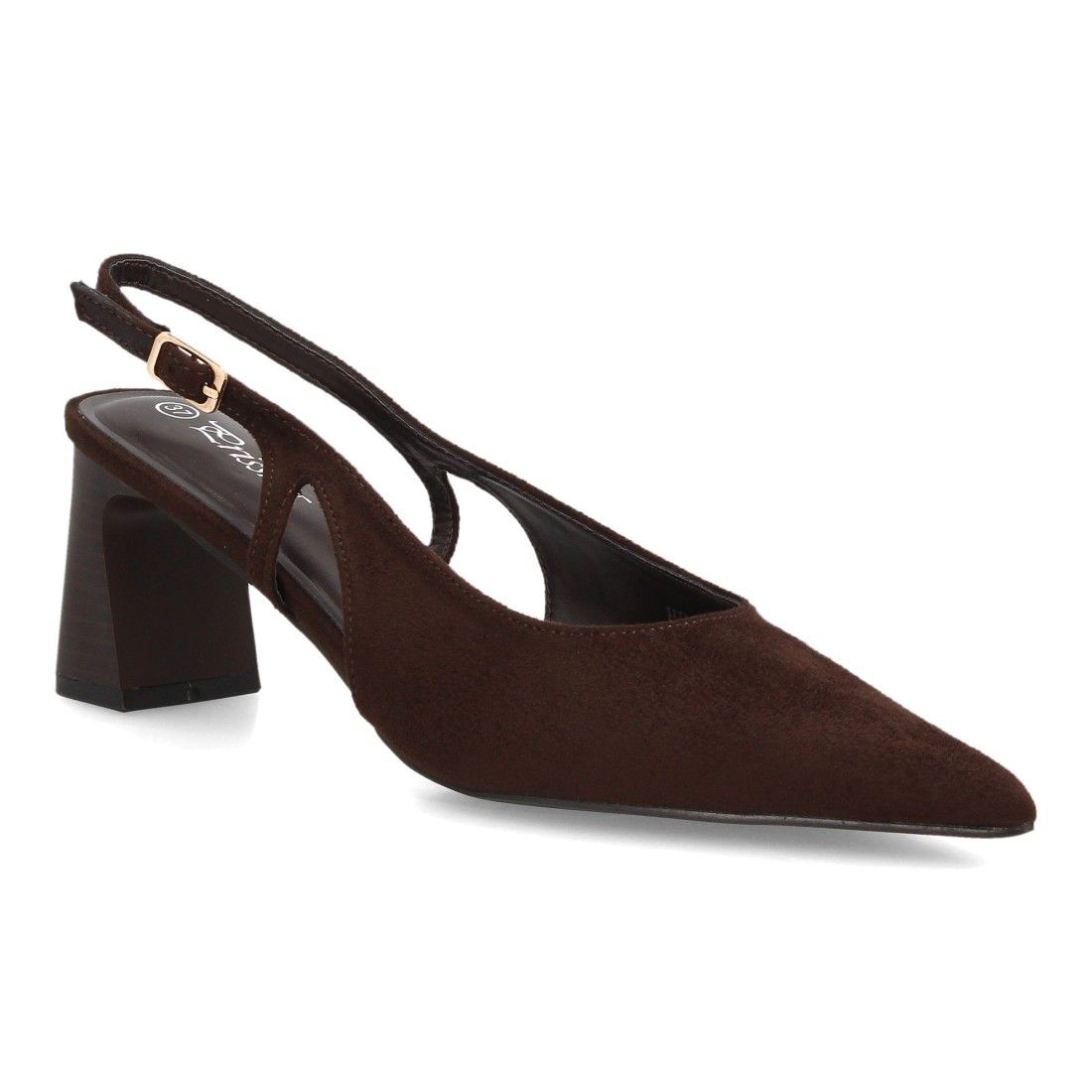 Zapatos slingback elegantes de tacón ancho para mujer — HH998 — Marrón - Imagen 3