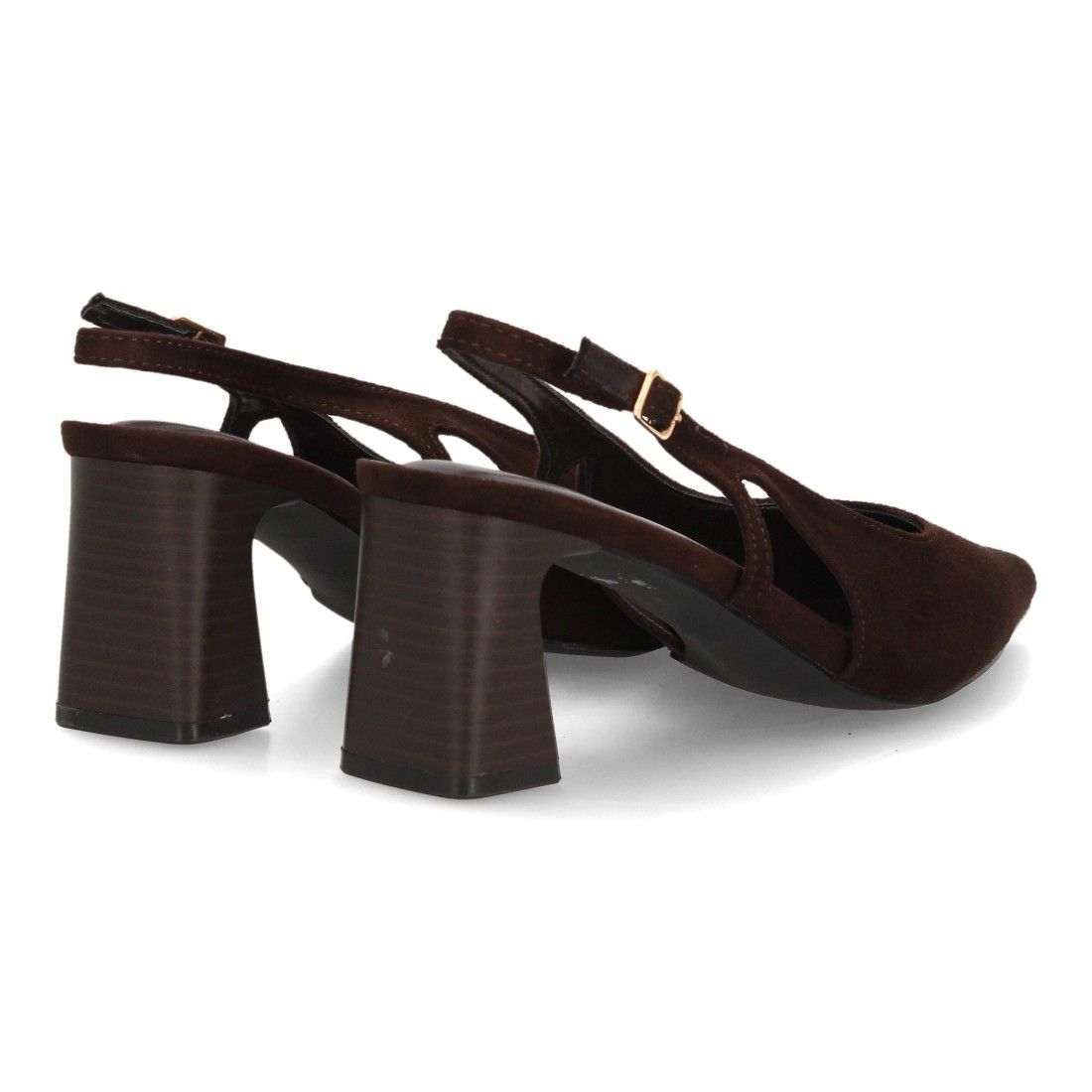 Zapatos slingback elegantes de tacón ancho para mujer — HH998 — Marrón - Imagen 5
