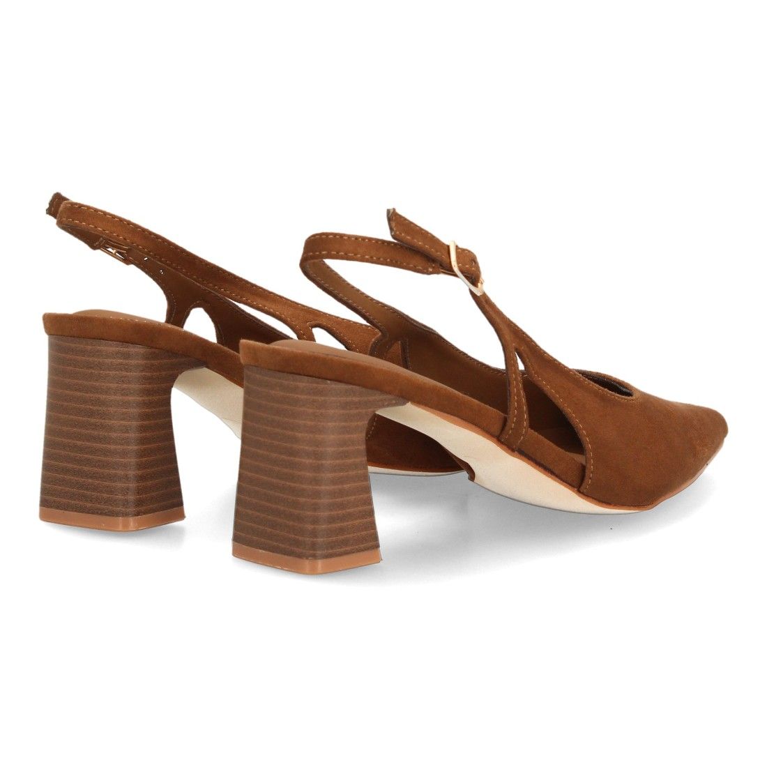 Zapatos slingback elegantes de tacón ancho para mujer — HH998 — Camel - Imagen 5
