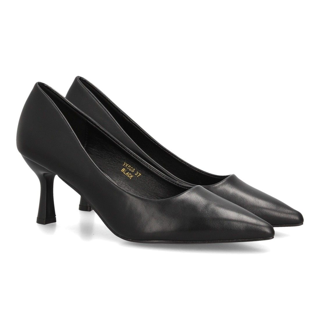 Salones elegantes de tacón medio mujer — YK560 — Negro