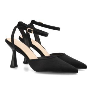 Zapato destalonado elegante con tiras aterciopelado — YG1009 — Negro