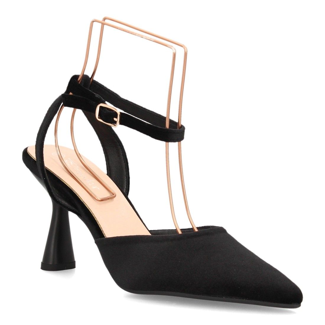 Zapato destalonado elegante con tiras aterciopelado — YG1009 — Negro - Imagen 3