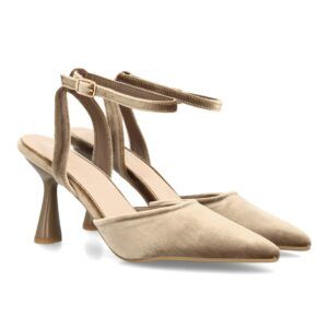 Zapato destalonado elegante con tiras aterciopelado — YG1009 — Kaki