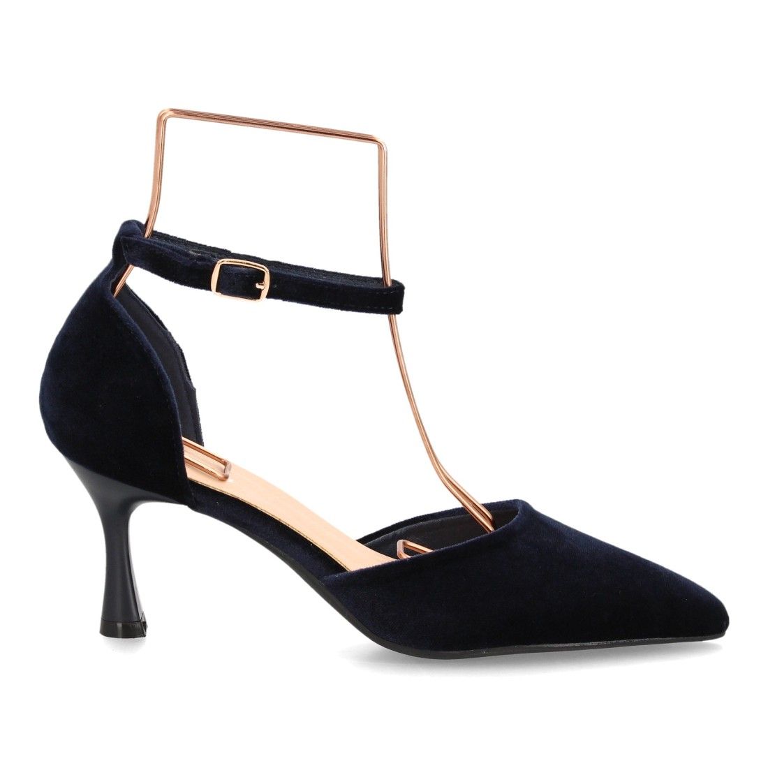 Zapato elegante con tiras aterciopelado — YG1008 — Azul - Imagen 2