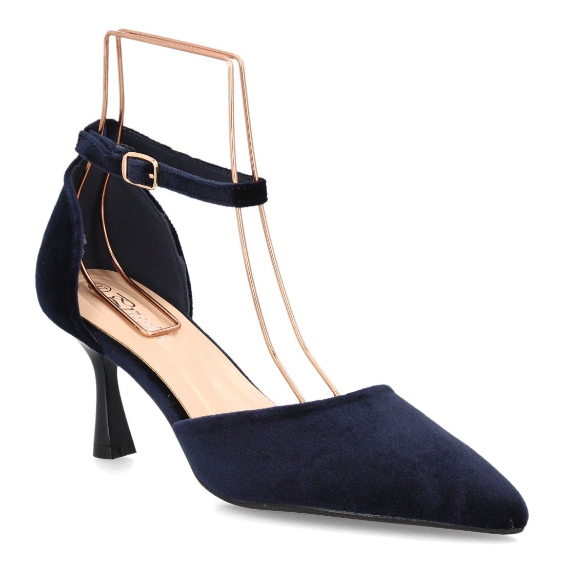Zapato elegante con tiras aterciopelado — YG1008 — Azul - Imagen 3