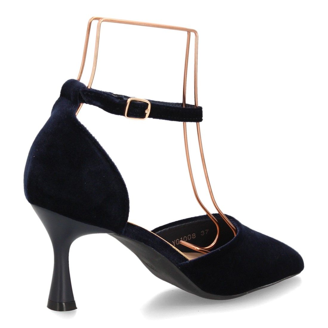 Zapato elegante con tiras aterciopelado — YG1008 — Azul - Imagen 4