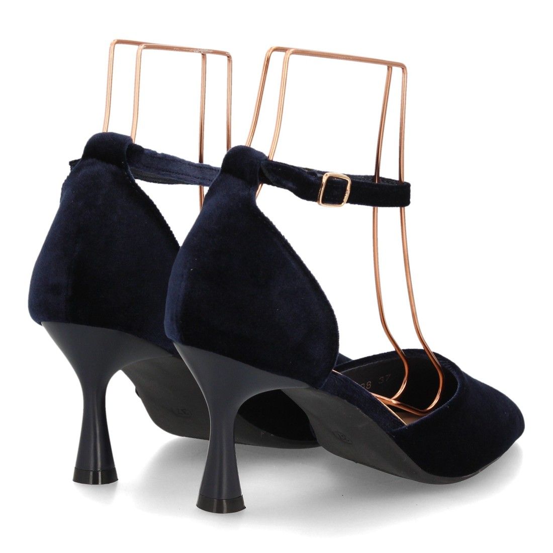 Zapato elegante con tiras aterciopelado — YG1008 — Azul - Imagen 5