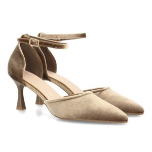 Zapato elegante con tiras aterciopelado — YG1008 — Kaki