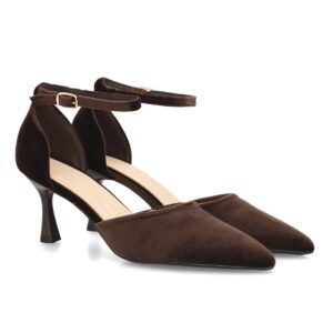 Zapato elegante con tiras aterciopelado — YG1008 — Marrón