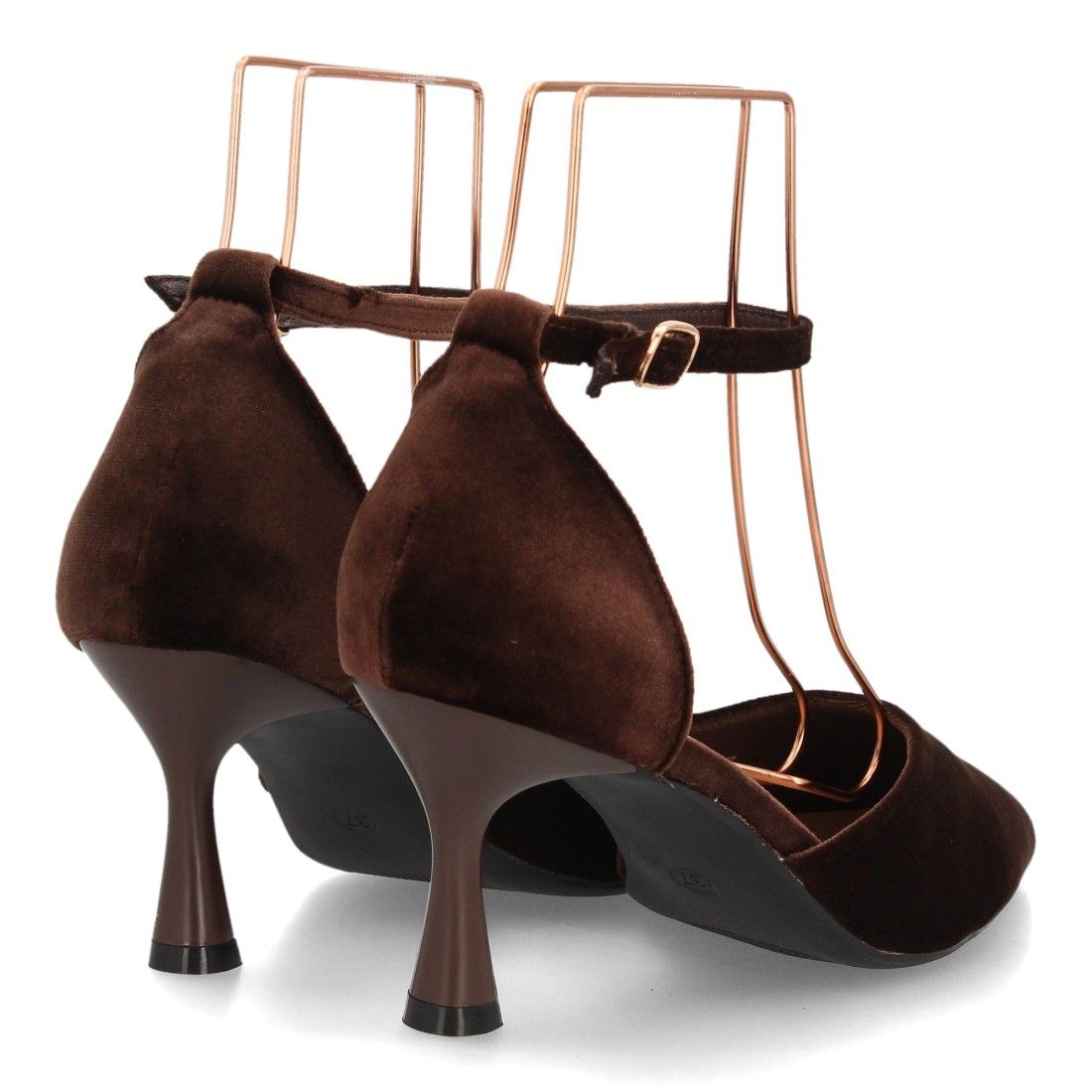 Zapato elegante con tiras aterciopelado — YG1008 — Marrón - Imagen 5