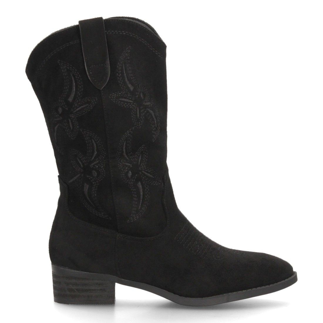 Botas cowboy bordadas de caña media para mujer — YG992 — Negro - Imagen 2