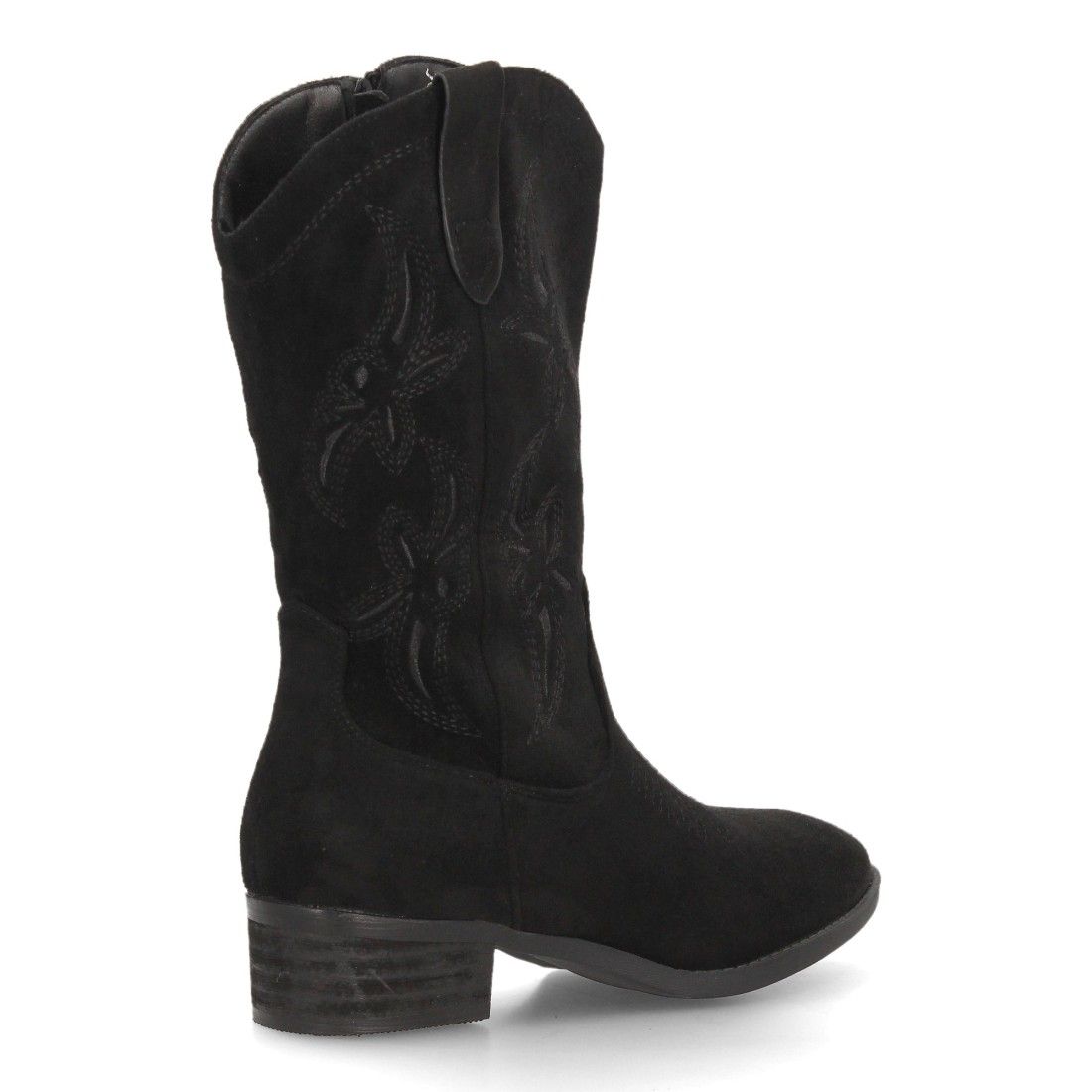 Botas cowboy bordadas de caña media para mujer — YG992 — Negro - Imagen 4