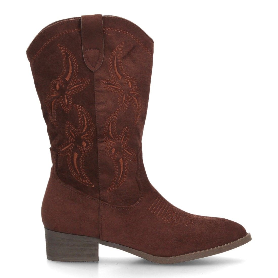 Botas cowboy bordadas de caña media para mujer — YG992 — Marrón - Imagen 2