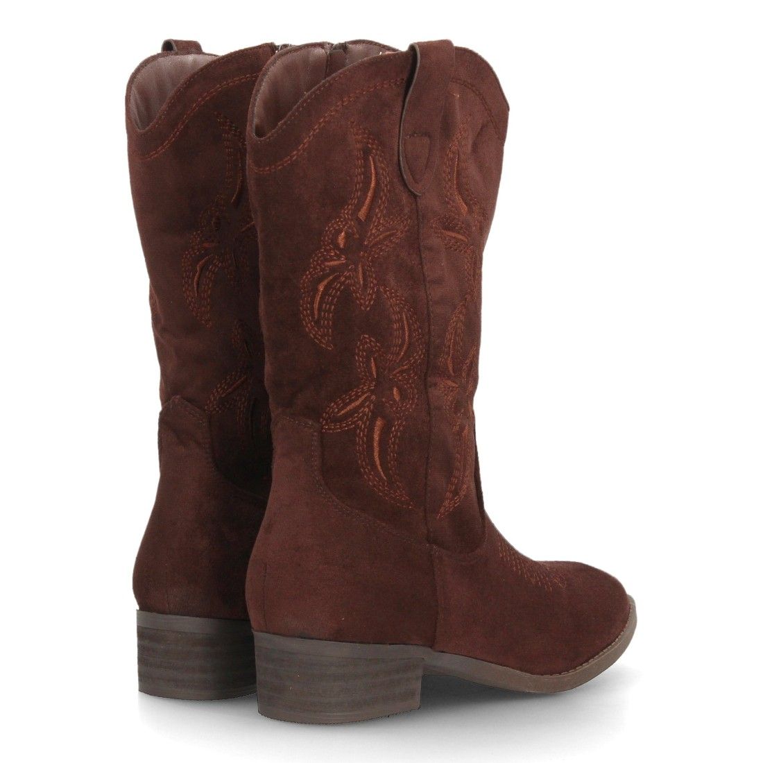 Botas cowboy bordadas de caña media para mujer — YG992 — Marrón - Imagen 5