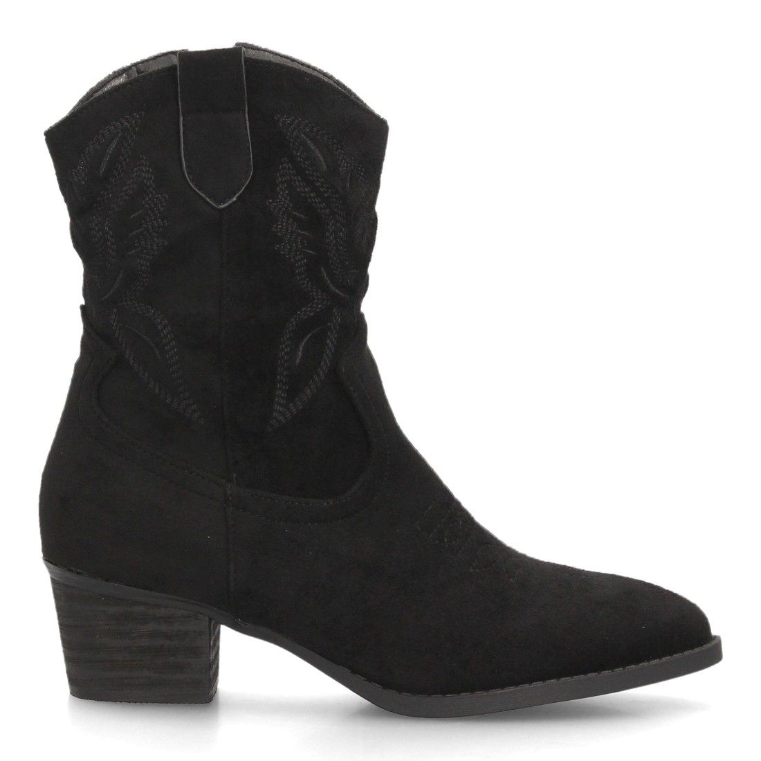 Botas cowboy bordadas con tacón ancho para mujer — YG987 — Negro - Imagen 2