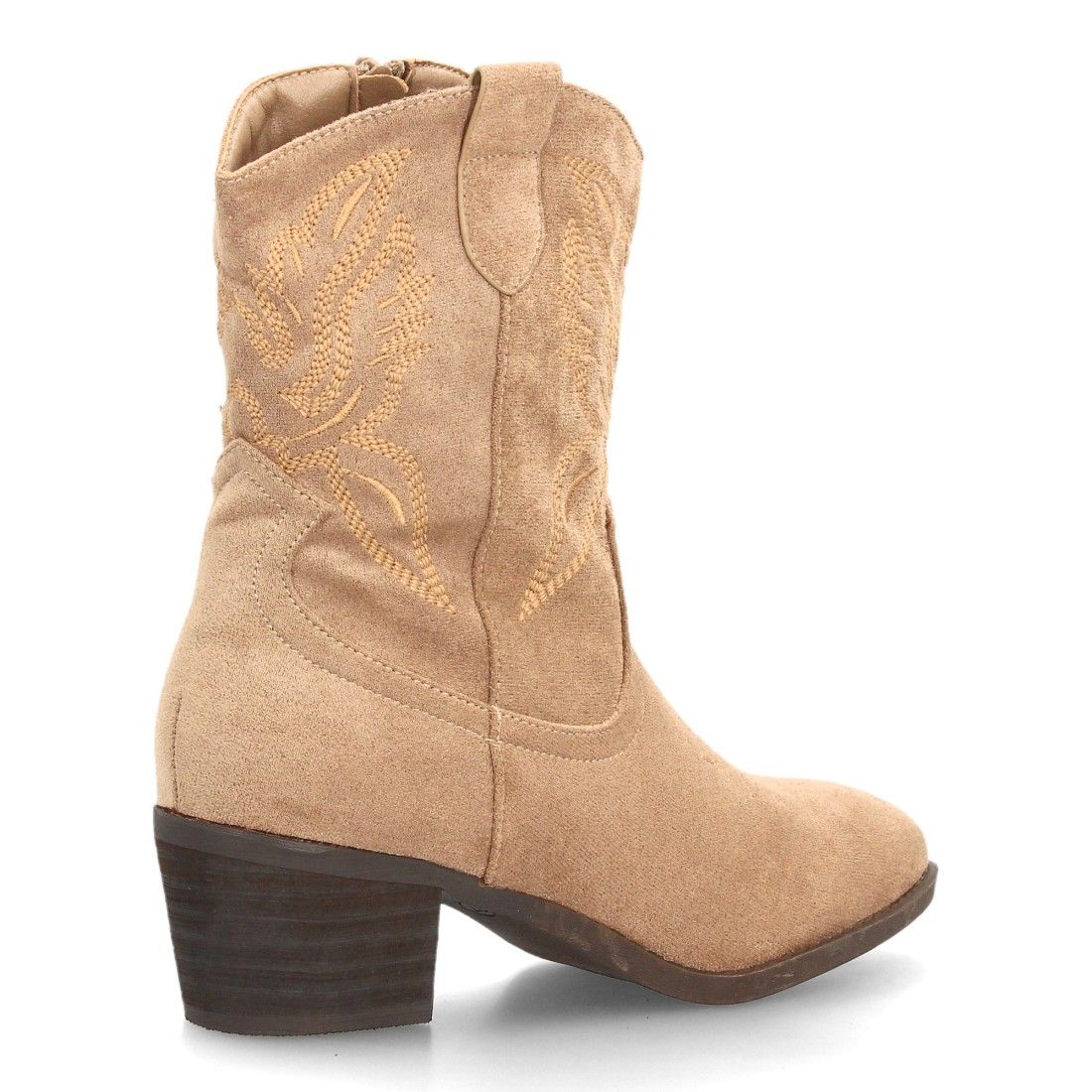 Botas cowboy bordadas con tacón ancho para mujer — YG987 — Kaki - Imagen 4