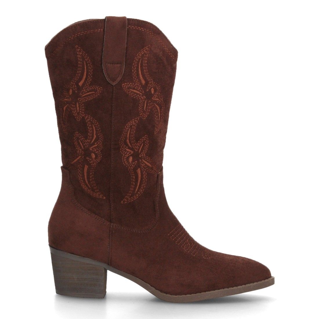 Botas cowboy bordadas con tacón ancho para mujer caña alta — YG991 — Marrón - Imagen 2