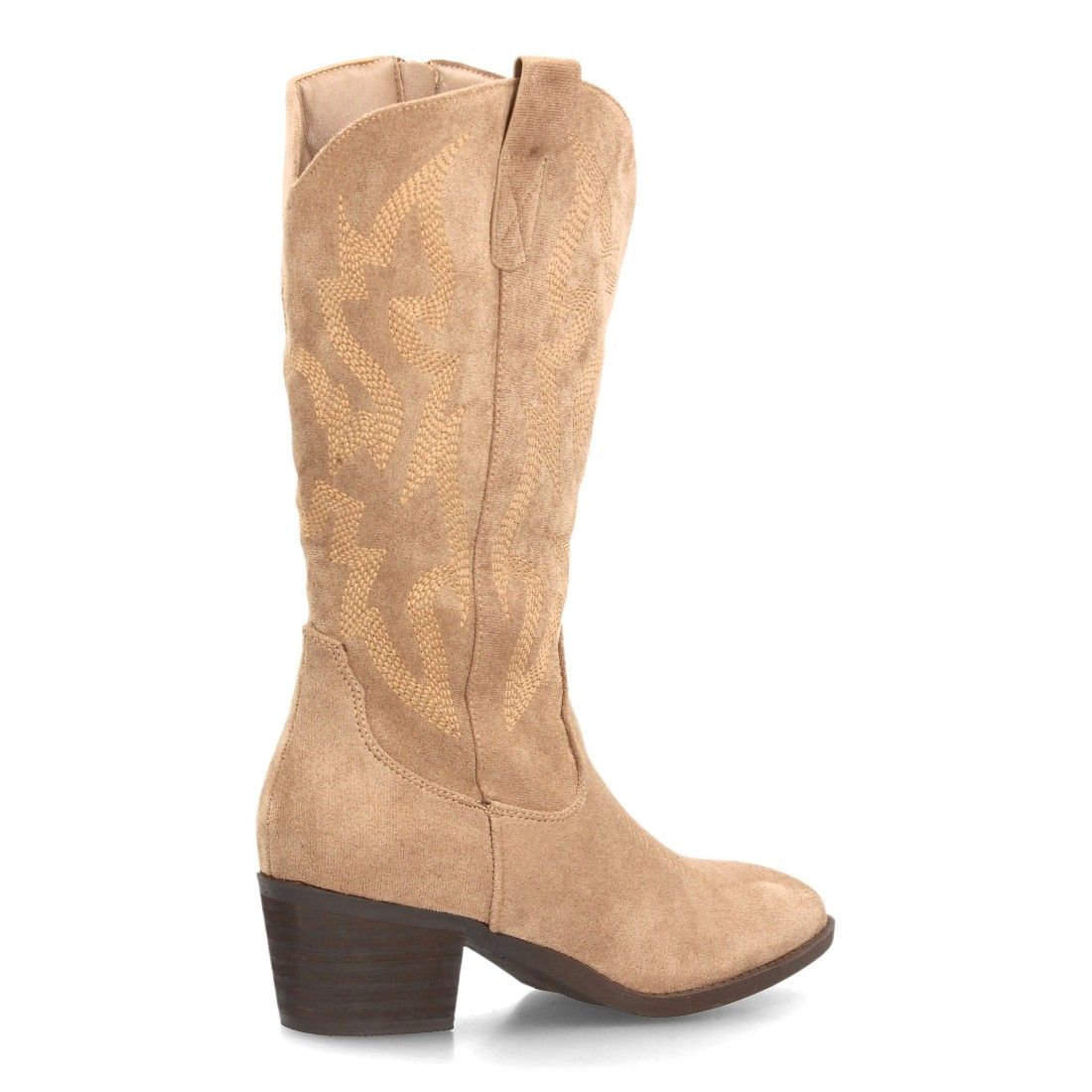 Botas cowboy bordadas efecto ante para mujer — YG988 — Kaki - Imagen 4